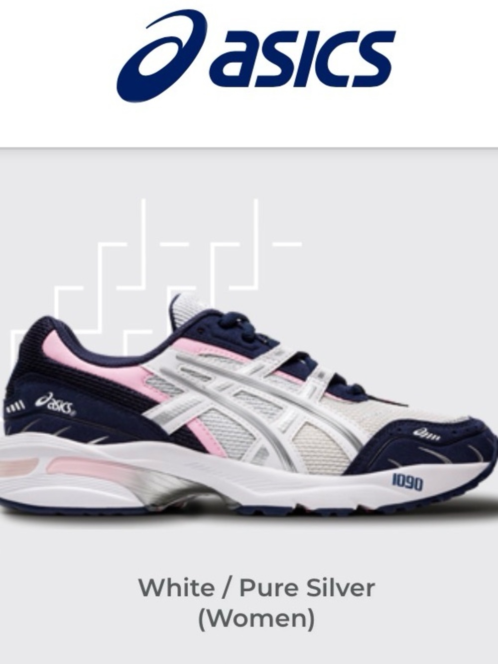 ASICS GEL 1090 Women’s White, Navy & Pink Running Sneakers